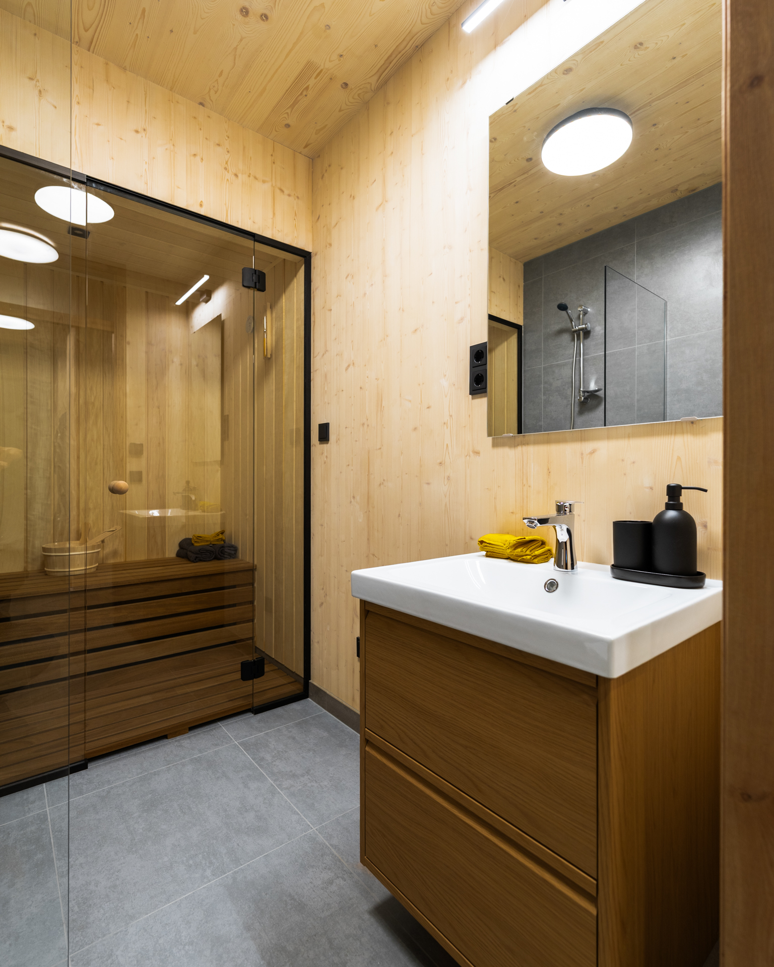 Sauna im Badezimmer Privates Sauna-Badezimmer in den Balatonliget-Villen