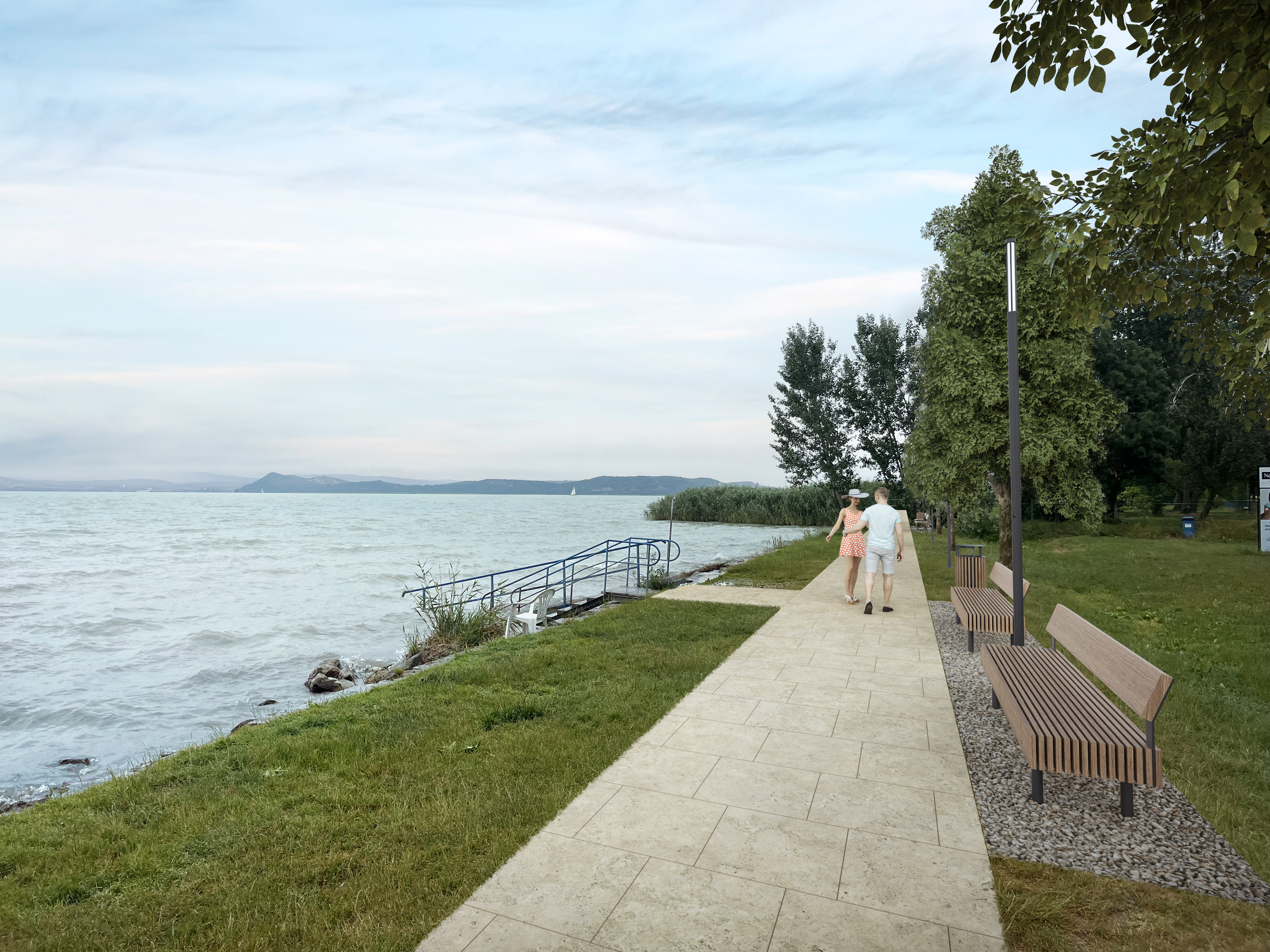 Neue Promenade vor dem Villapark Neue Balaton-Promenade in der Nähe des Balatonliget Villaparks
