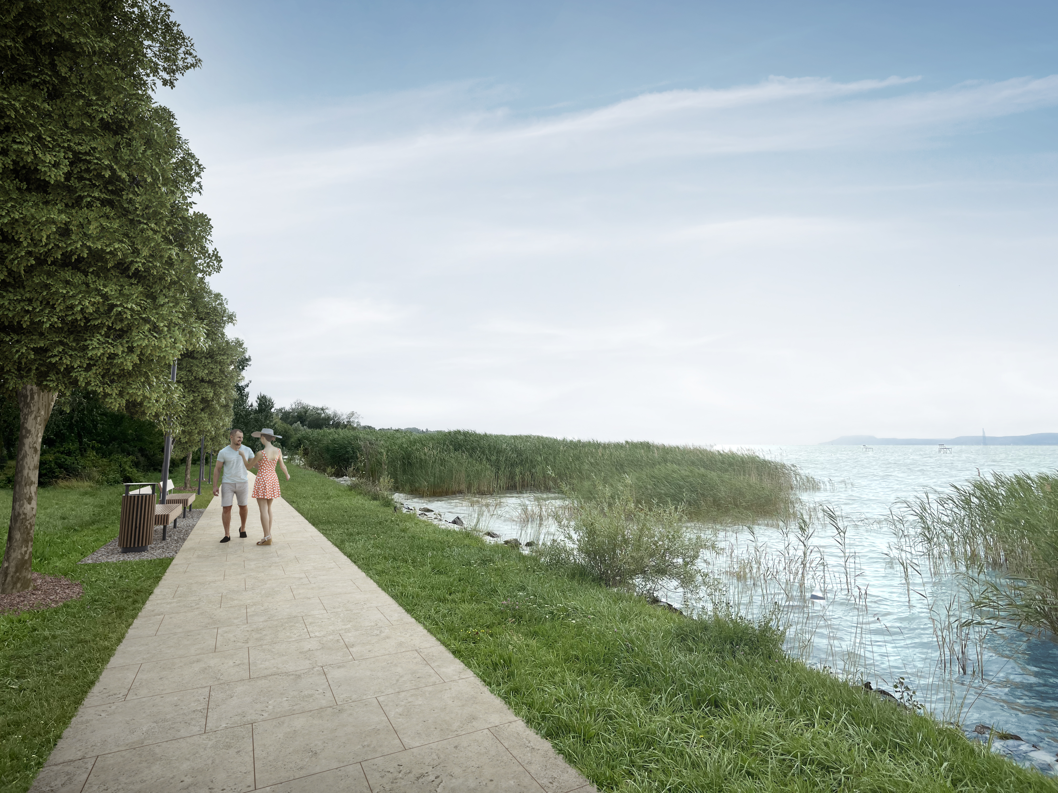 Promenade am Balatonufer Promenade am Balatonufer neben dem Balatonliget Villapark